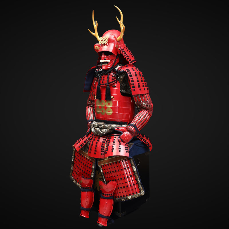 Handmade Life-Size Yoroi,Red Yukimura Sanada Samurai Armor with Deer A 