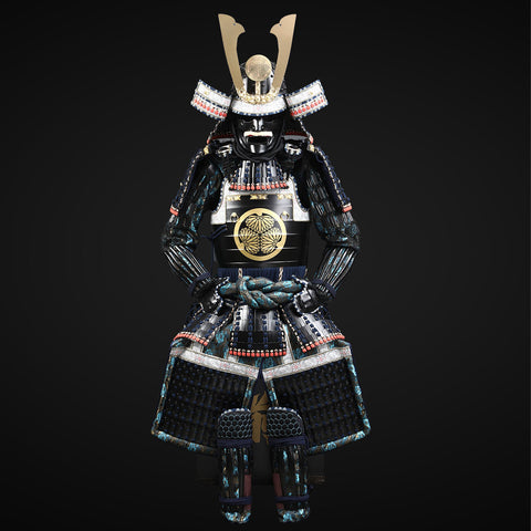 Brigandine Armor Influence in Handmade Tokugawa Clan Black & Blue Samurai Yoroi

