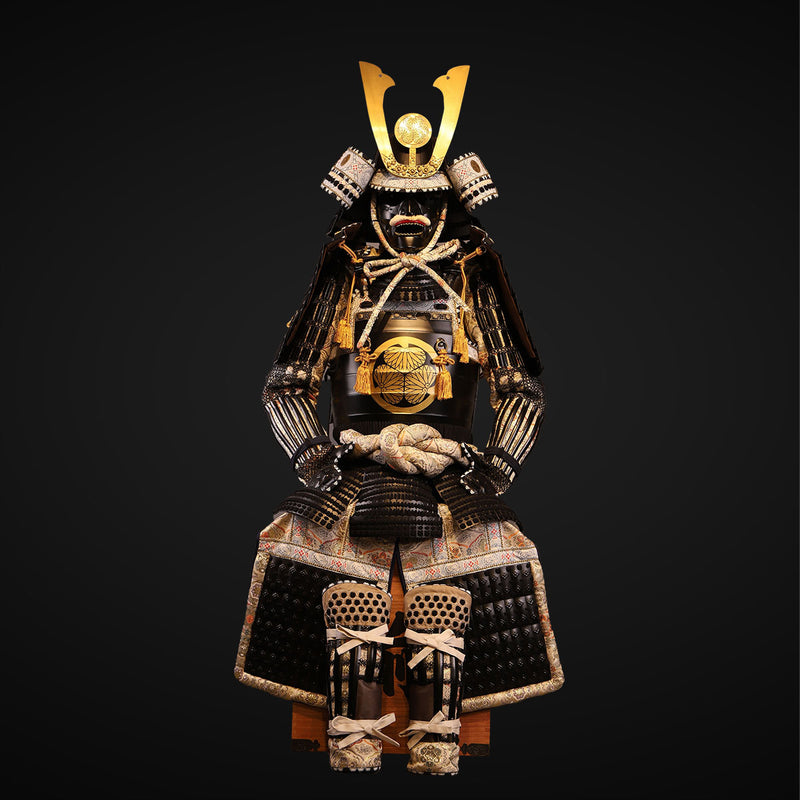 Handmade Life-Size Tokugawa Clan Samurai Armor in Black & White 