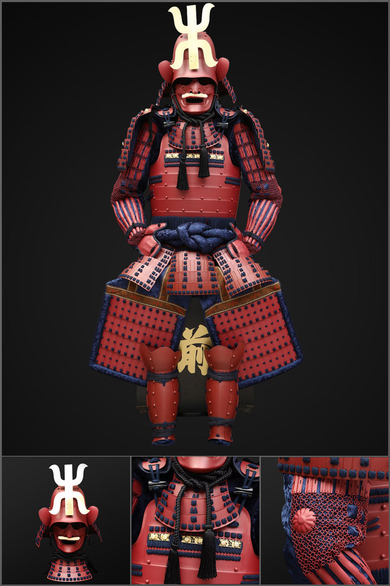 Handmade Tokugawa Clan Black & Blue Samurai Armor with Kuro Kuwagata H 