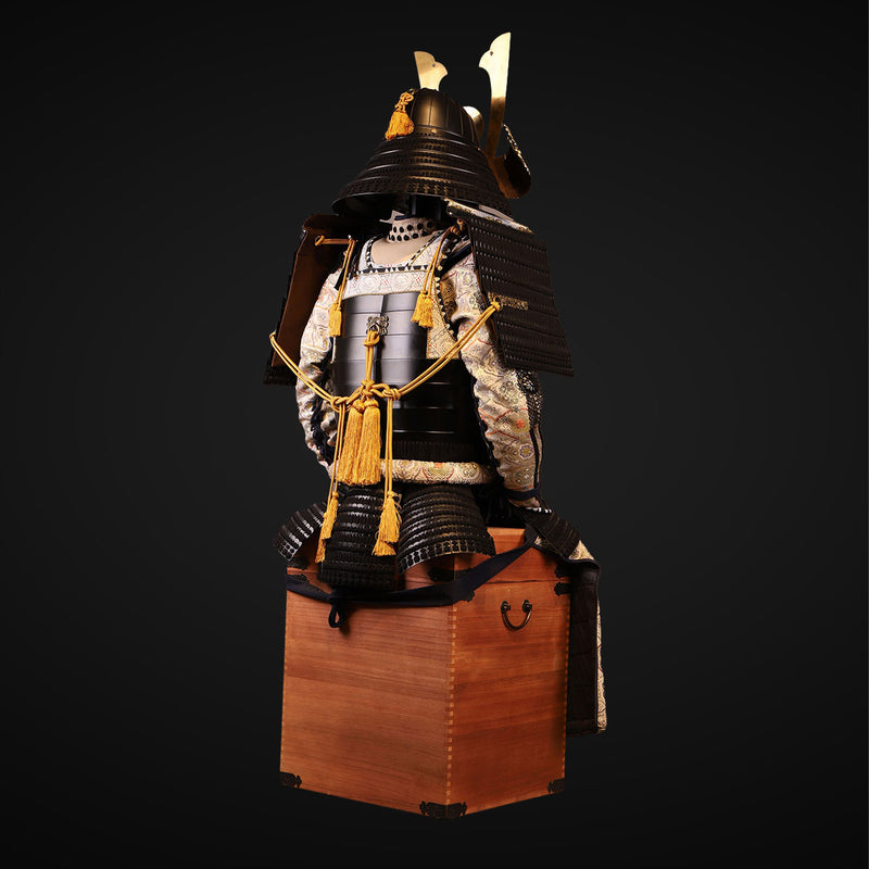 Handmade Life-Size Tokugawa Clan Samurai Armor in Black & White 