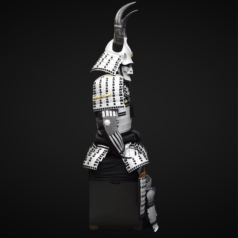 Handmade Life Size Yoroi,Silver Japanese Samurai Armor with Helmet 