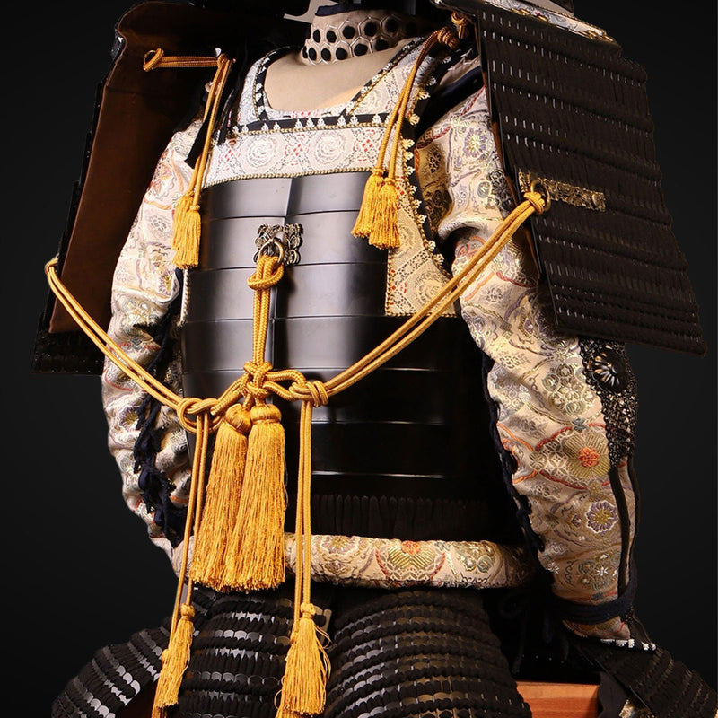 Handmade Life-Size Tokugawa Clan Samurai Armor in Black & White 