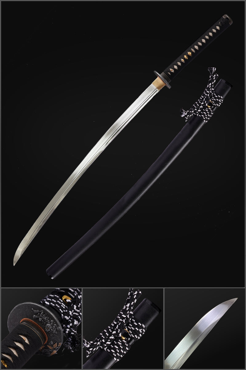 Handgeschmiedetes japanisches Samurai-Katana-Schwert aus Manganstahl,  