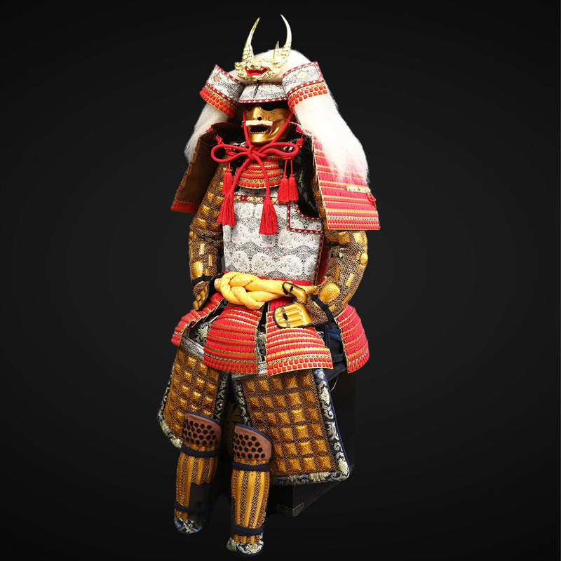 Handmade Life Size Yoroi,Golden Takeda Clan Samurai Armor with White Y 