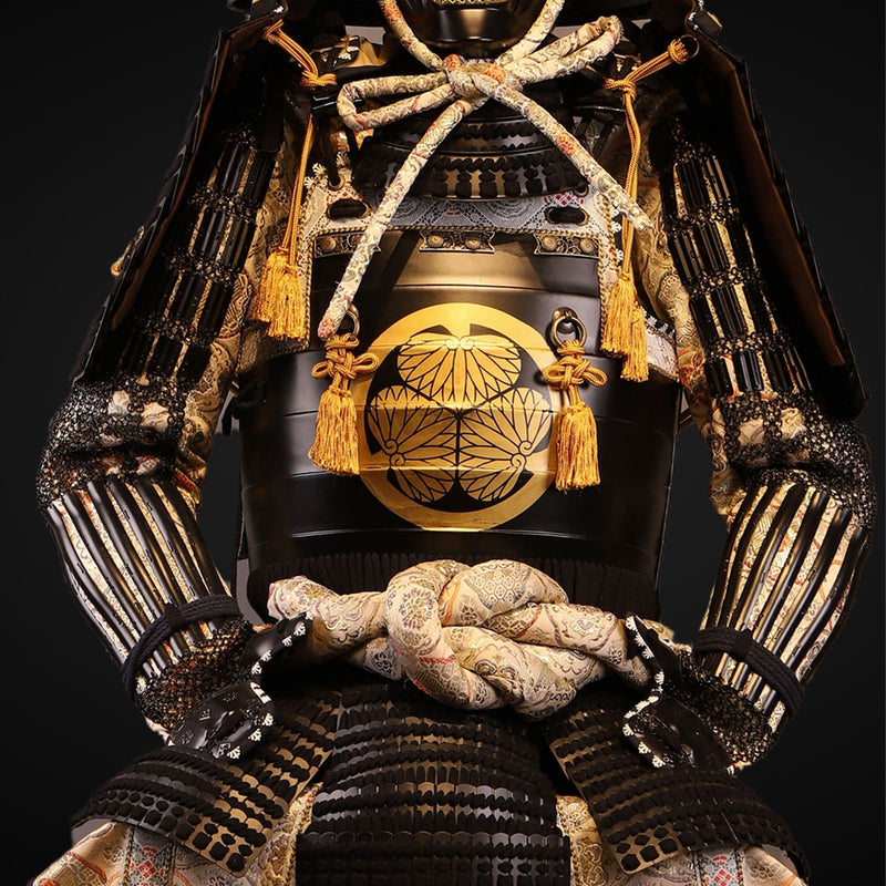 Handmade Life-Size Tokugawa Clan Samurai Armor in Black & White 