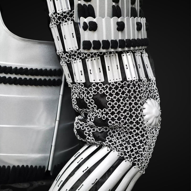 Handmade Life Size Yoroi,Silver Japanese Samurai Armor with Helmet 