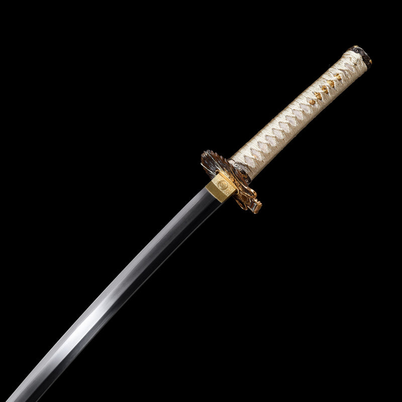 Dragon Scales T10 Forged Katana with Genuine Ray Skin & Gold-Silver Fittings 