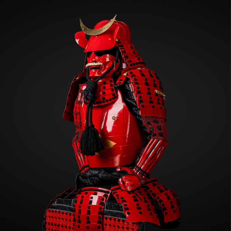 Handmade Red Masamune Date Japanese Samurai Armor,Life-Size Yoroi with 