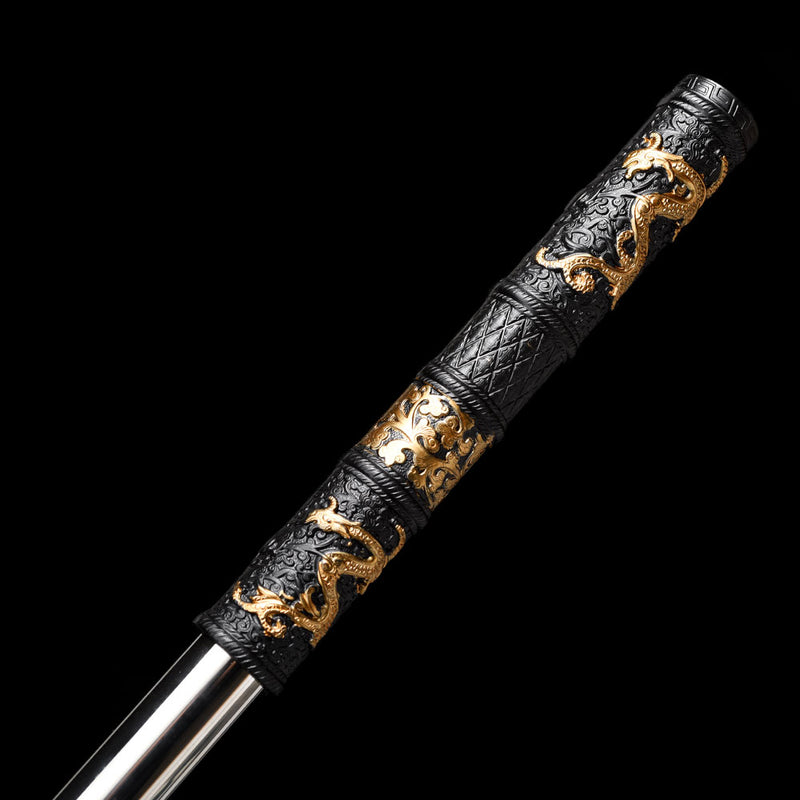150cm Monkey King Staff Replica with Black-Gold Carved Alloy Fittings & Steel Shaft 