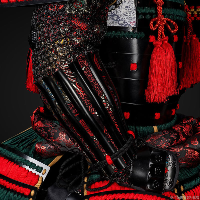 Handmade Oda Clan Red & Black Samurai Armor, Life-Size Yoroi with Helm 