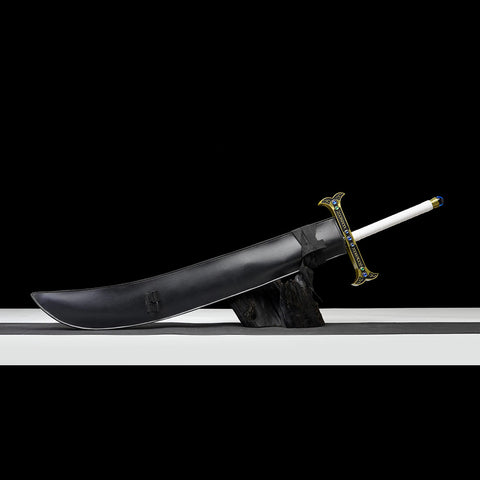 Mihawk Yoru Black Sword replica front view with carbon steel blade