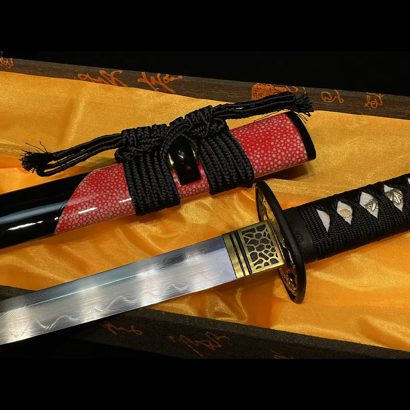 Hand Forged Japanese Wakizashi Sword Honsanmai 1095 Carbon Steel+Folde 