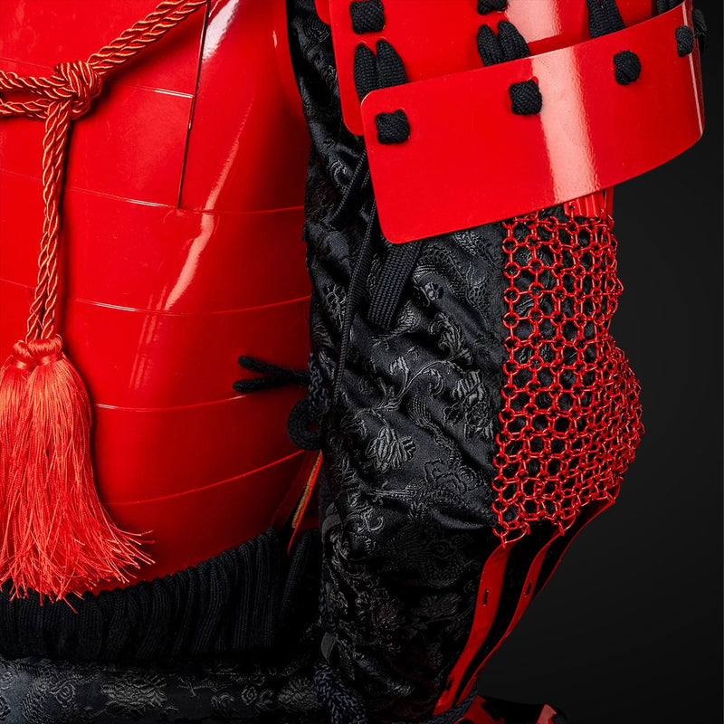 Handmade Red Masamune Date Japanese Samurai Armor,Life-Size Yoroi with 
