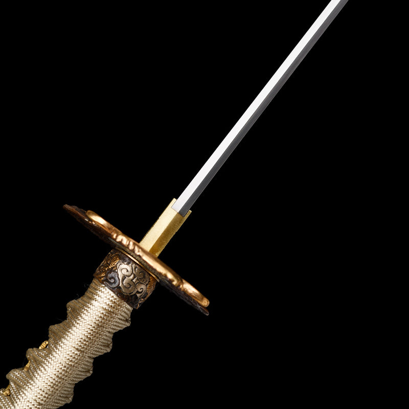 Dragon Scales T10 Forged Katana with Genuine Ray Skin & Gold-Silver Fittings 