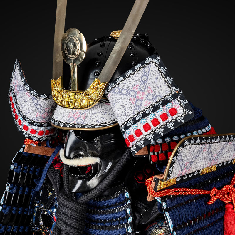 Handmade Life-Size Yoroi, Oda Clan Kachi Blue & Black Samurai Armor ,  