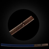 Bright dark blue patterned glossy Saya with Brown Buffalo Horn