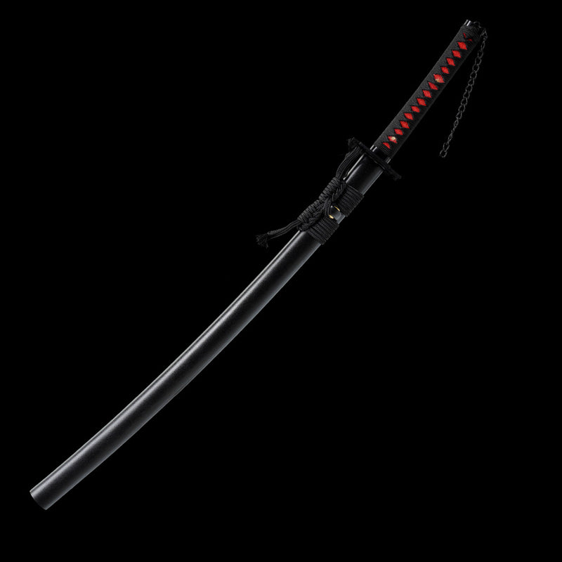 Clay Tempered Ichigo Bankai Katana – Red Black Hamon Bleach Sword Replica 