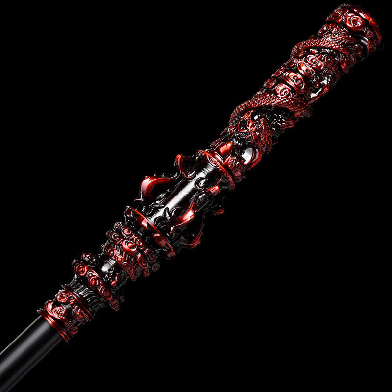 Black Myth Wukong schwarz-rote Legierung Ruyi Jingu Bang Stab Replik – 180 cm 