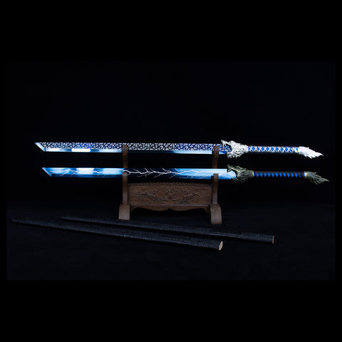 Handmade Chinese Tang Dao Sword - Manganese Steel with Wolf Head Carved-QQ03856-U-COOLKATANA
