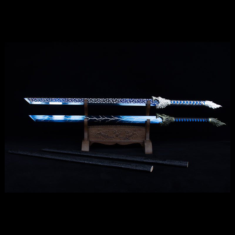 Chinese Tang Dao Sword - High Manganese Steel, Wolf Head Handle 