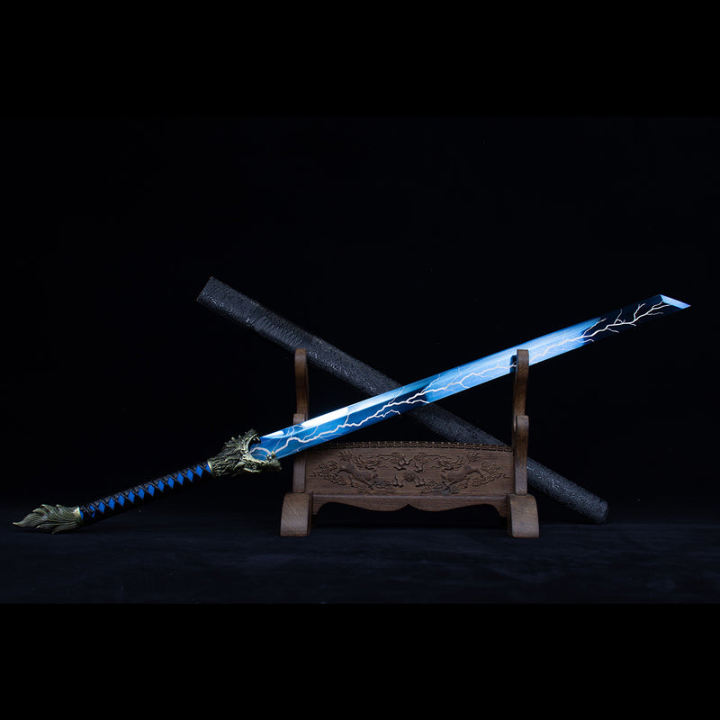 Chinese Tang Dao Sword - High Manganese Steel, Wolf Head Handle 