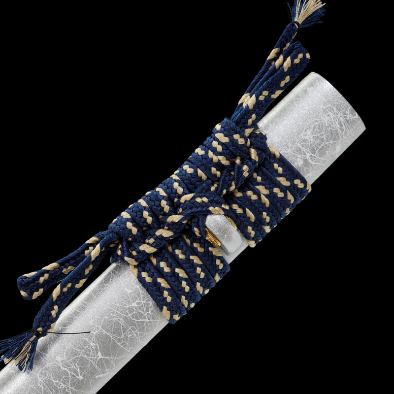 Silver Straight-Blade Samurai Sword 1045 High-Carbon Steel, Sharp Durable 