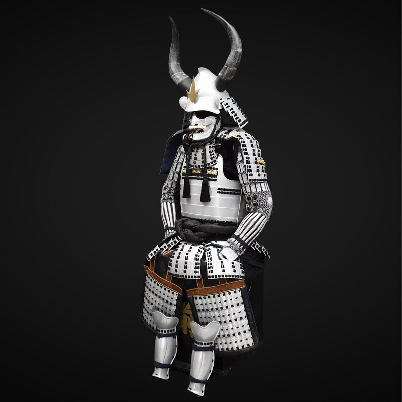 Handmade Life Size Yoroi,Silver Japanese Samurai Armor with Helmet 