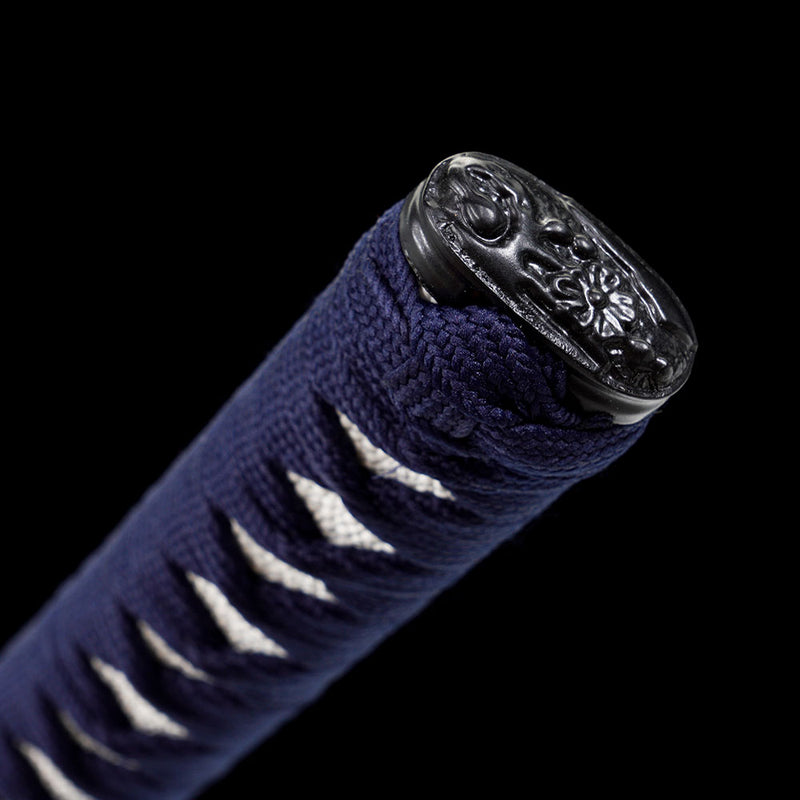 Silver Straight-Blade Samurai Sword 1045 High-Carbon Steel, Sharp Durable 