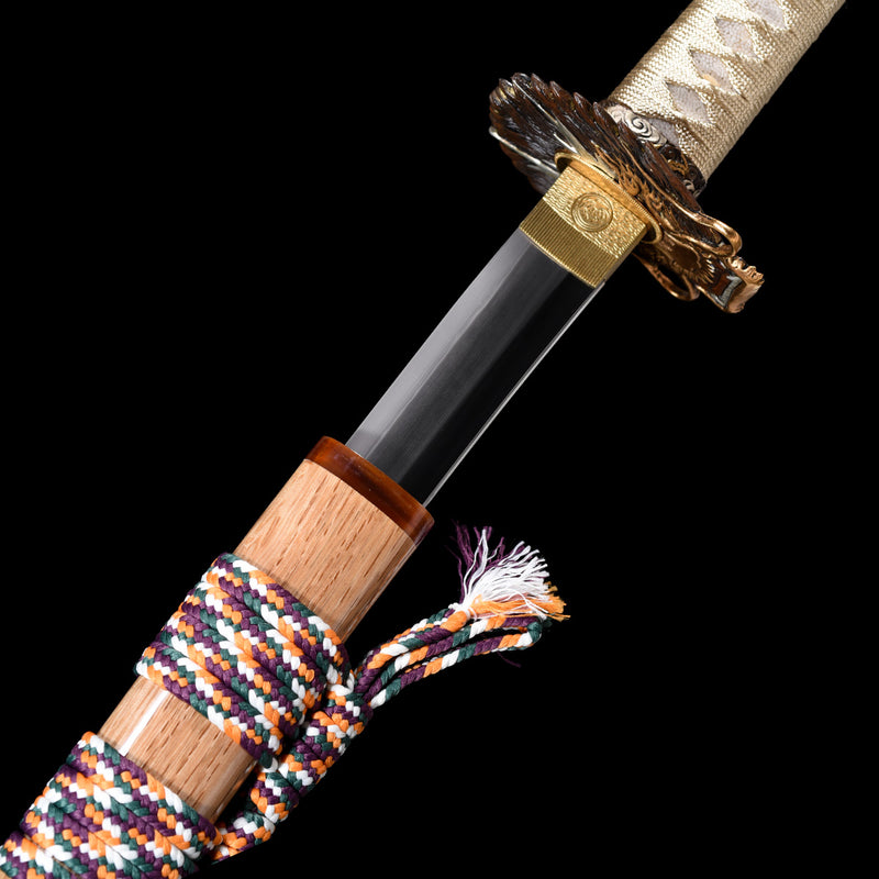 Dragon Scales T10 Forged Katana with Genuine Ray Skin & Gold-Silver Fittings 