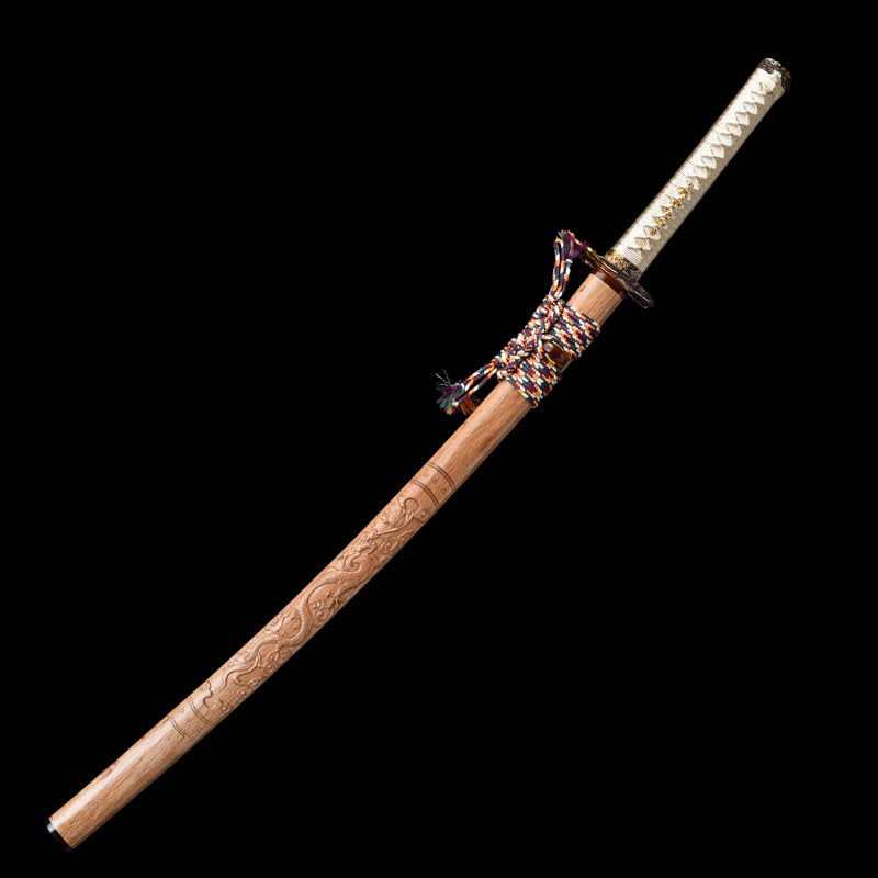 Dragon Scales T10 Forged Katana with Genuine Ray Skin & Gold-Silver Fittings 