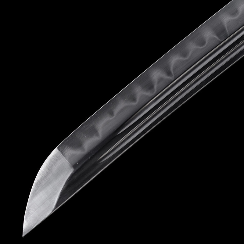 Hand-Forged T10 Wakizashi Sword Clay Tempered Black Blade Battle Ready 