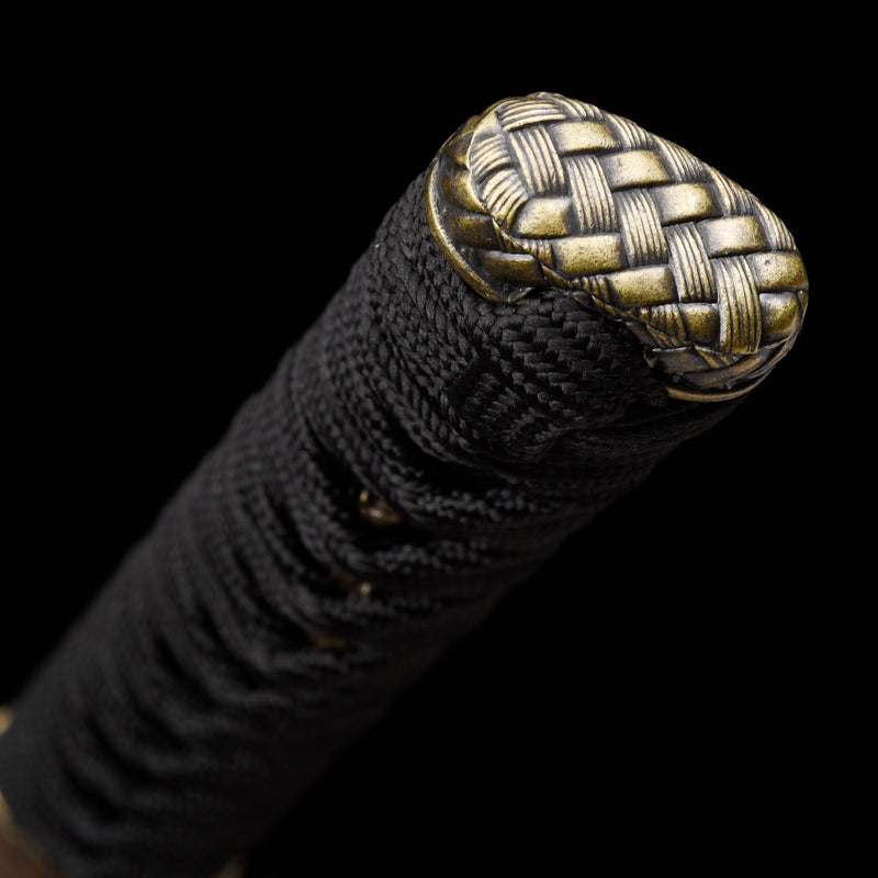 Hand-Forged T10 Wakizashi Sword Clay Tempered Black Blade Battle Ready 