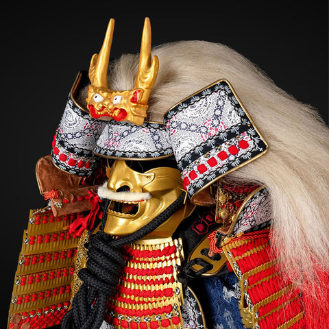 Soft body armor features incorporated into the traditional red samurai armor, providing a more comfortable fit without sacrificing the visual appeal and defense capabilities.

