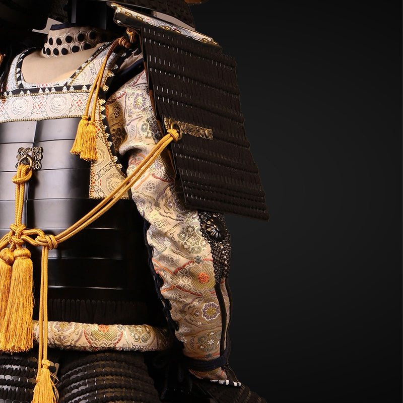Handmade Life-Size Tokugawa Clan Samurai Armor in Black & White 