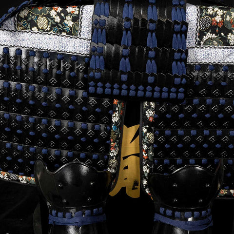 Black & Blue Samurai Yoroi with Chaplain in Terminator Armor Style and Durability

