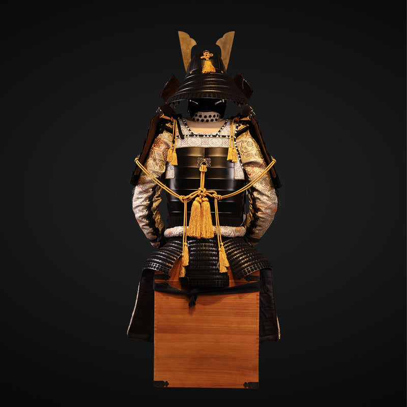 Handmade Life-Size Tokugawa Clan Samurai Armor in Black & White 