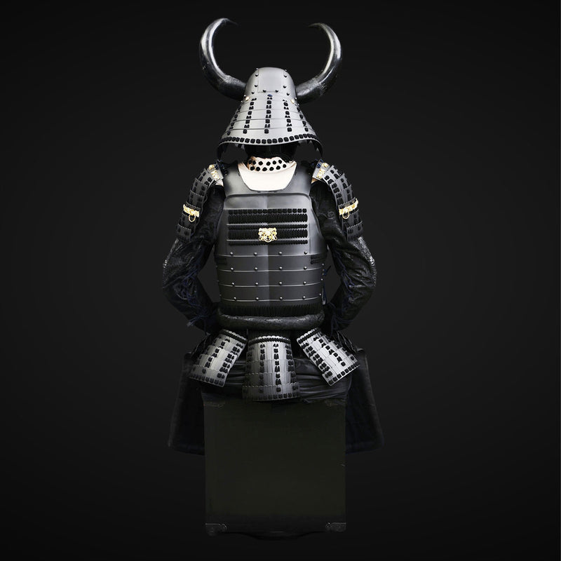 Handmade Black Samurai Armor with Bull Antlers Life Size Yoroi,Japanes 