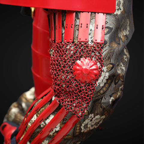 Crystal Armor OSRS Design Elements on Handmade Red Samurai Armor with Deer Antlers

