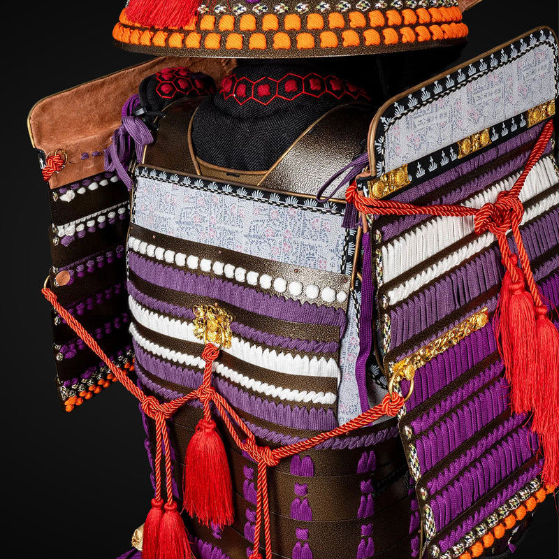 Handmade Life-Size Yoroi,Oda Clan Kachi Brown & Purple Samurai Armor 