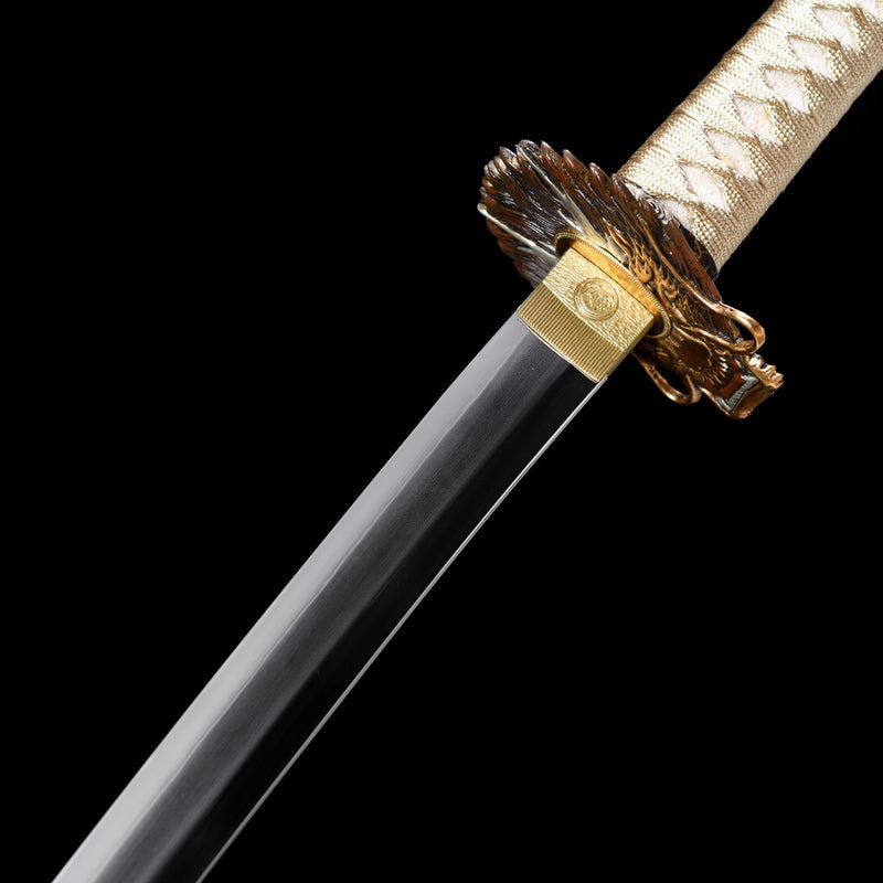 Dragon Scales T10 Forged Katana with Genuine Ray Skin & Gold-Silver Fittings 