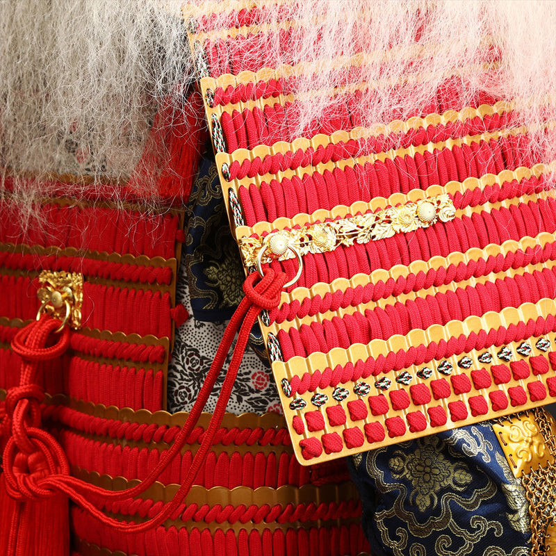 Handmade Life Size Yoroi,Golden Takeda Clan Samurai Armor with White Y 
