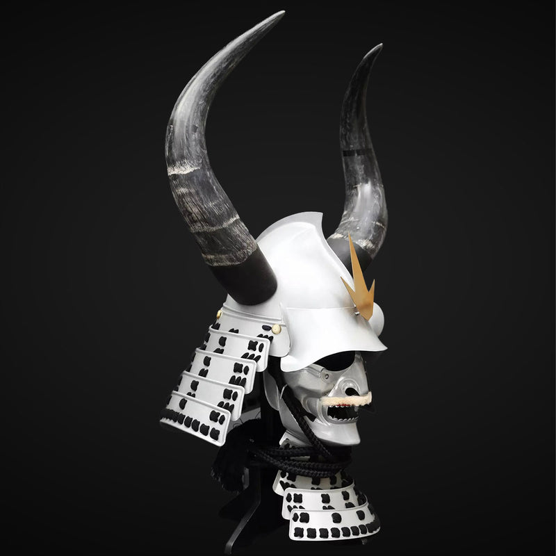 Handmade Life Size Yoroi,Silver Japanese Samurai Armor with Helmet 