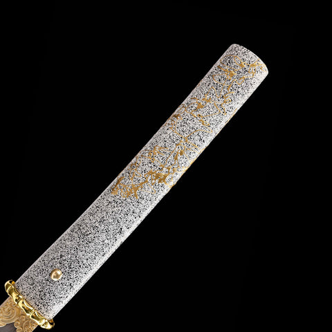 Solid Wood Piano Lacquer Tsuka Handle of Ghost of Yotei Dawn Golden Katana