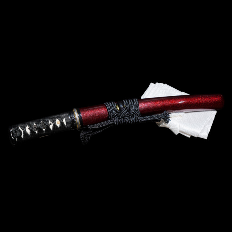 Hand Forged Japanese Tanto Sword Short Sword Folded Steel Oil Quenching Alloy Tsuba 