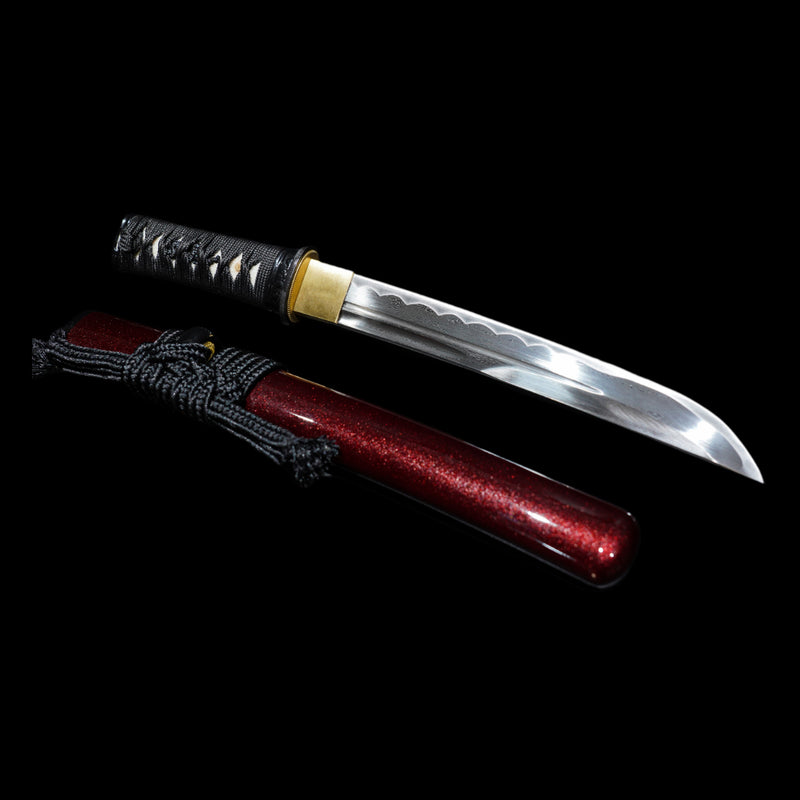 Hand Forged Japanese Tanto Sword Short Sword Folded Steel Oil Quenching Alloy Tsuba 