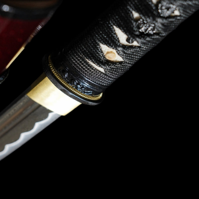 Hand Forged Japanese Tanto Sword Short Sword Folded Steel Oil Quenching Alloy Tsuba 
