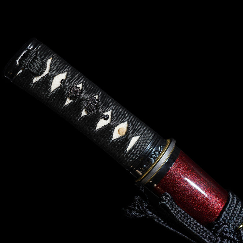Hand Forged Japanese Tanto Sword Short Sword Folded Steel Oil Quenching Alloy Tsuba 