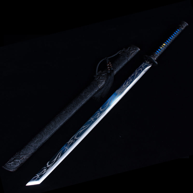 Handmade Chinese Azure Nature & Ocean Wave Tang Dao Sword 