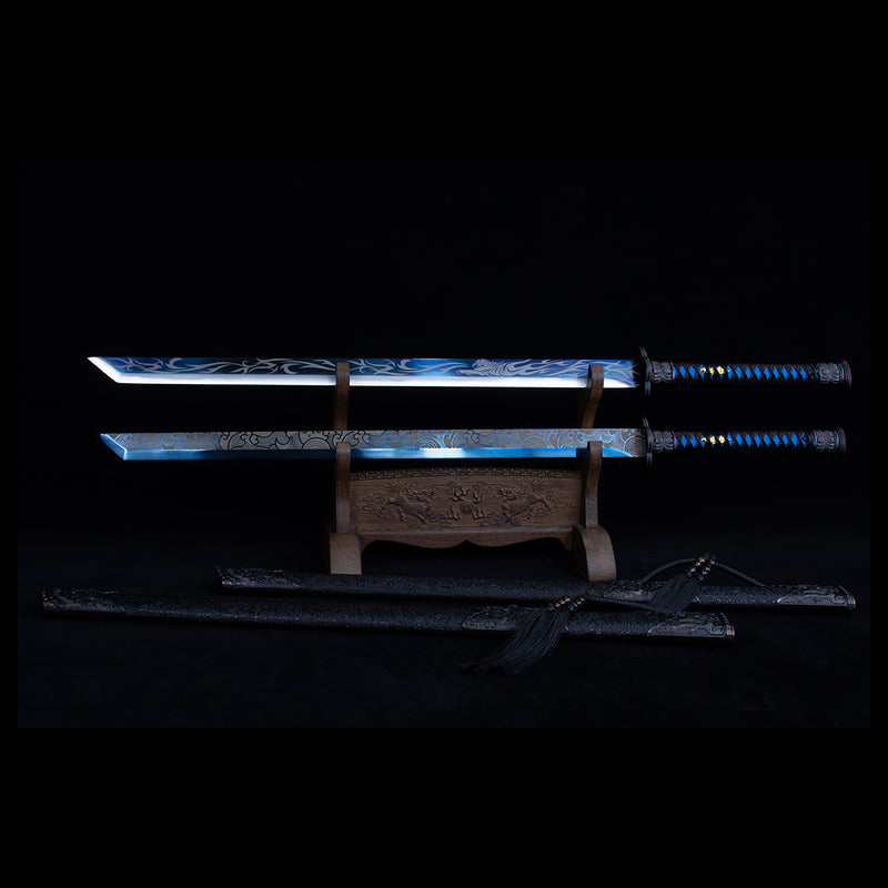 Handmade Chinese Azure Nature & Ocean Wave Tang Dao Sword 